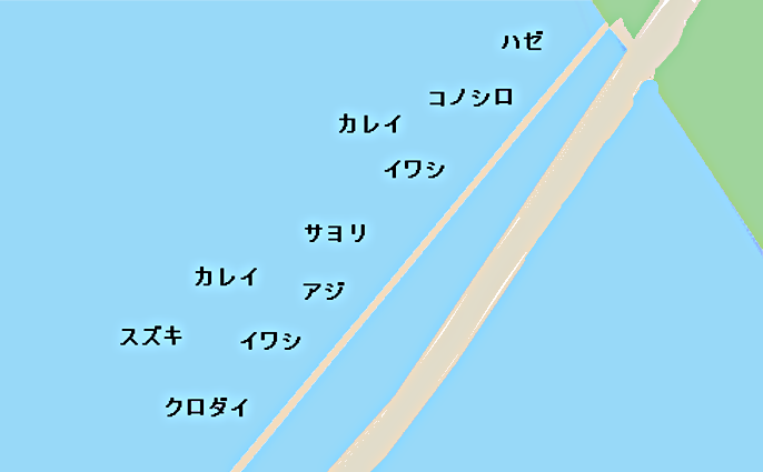若洲海浜公園釣り施設ポイント図