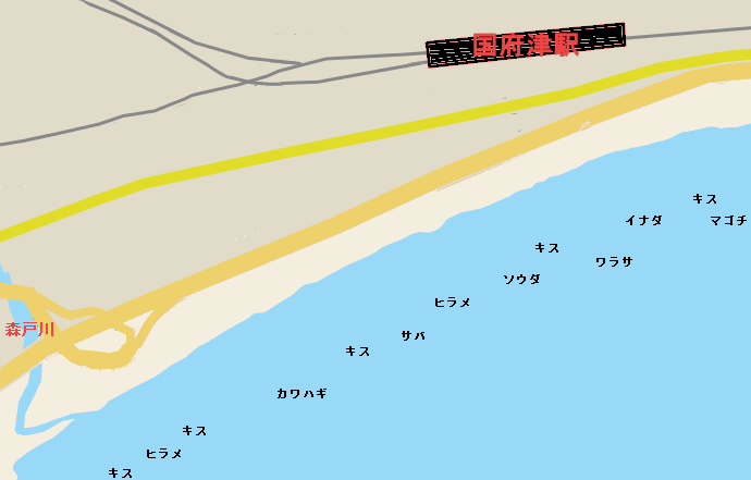 国府津海岸のポイント図