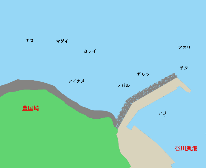 豊国崎・谷川漁港ポイント図