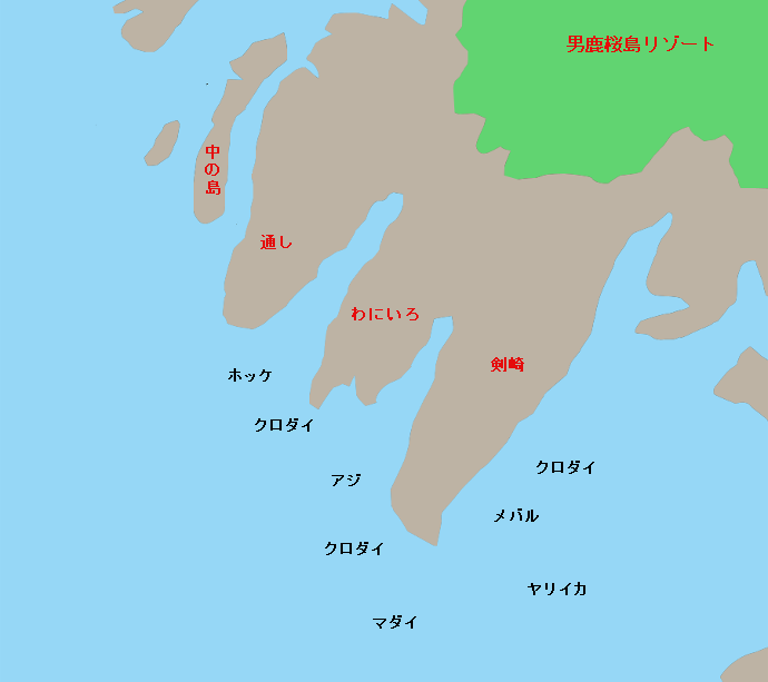 剣崎（男鹿半島）ポイント図