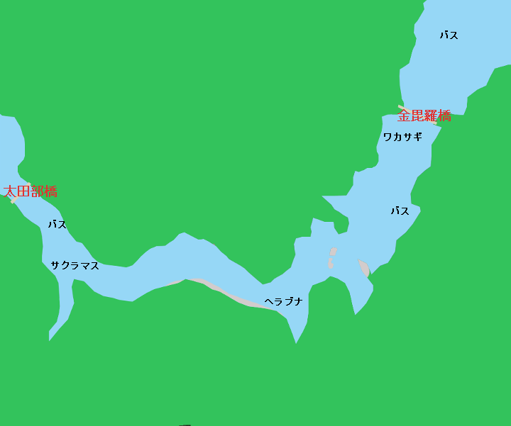 神流湖　金毘羅橋～太田部橋のポイント