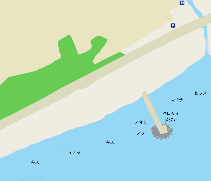 梅沢海岸ポイント図（梅沢堤防付近）