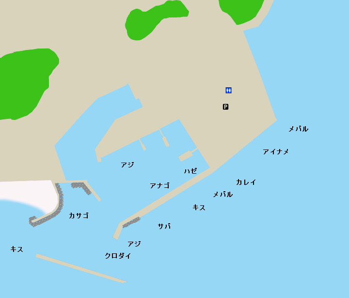 宮崎漁港・吉良サンライズパークポイント図