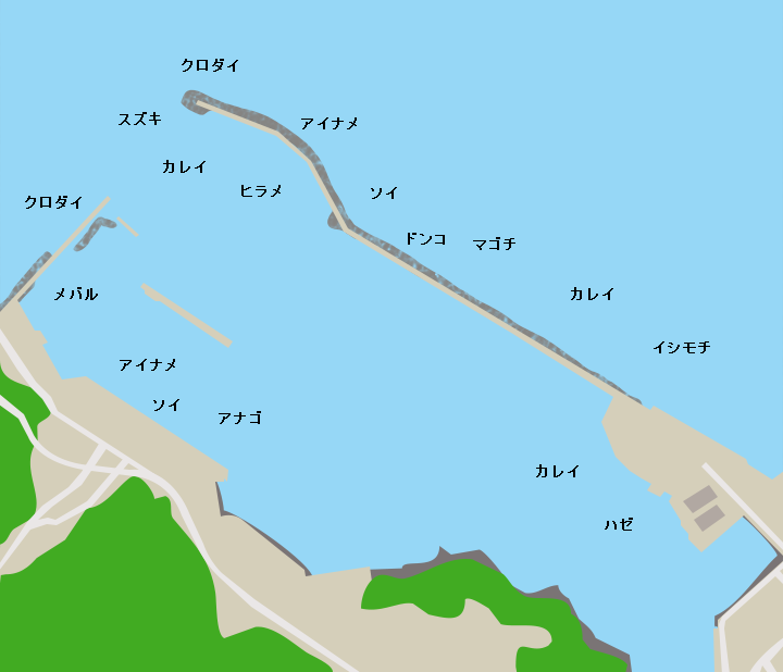 渡波漁港ポイント図