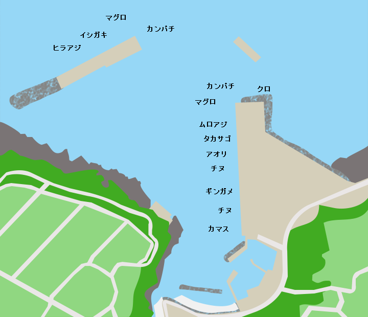 徳之島平土野港ポイント図