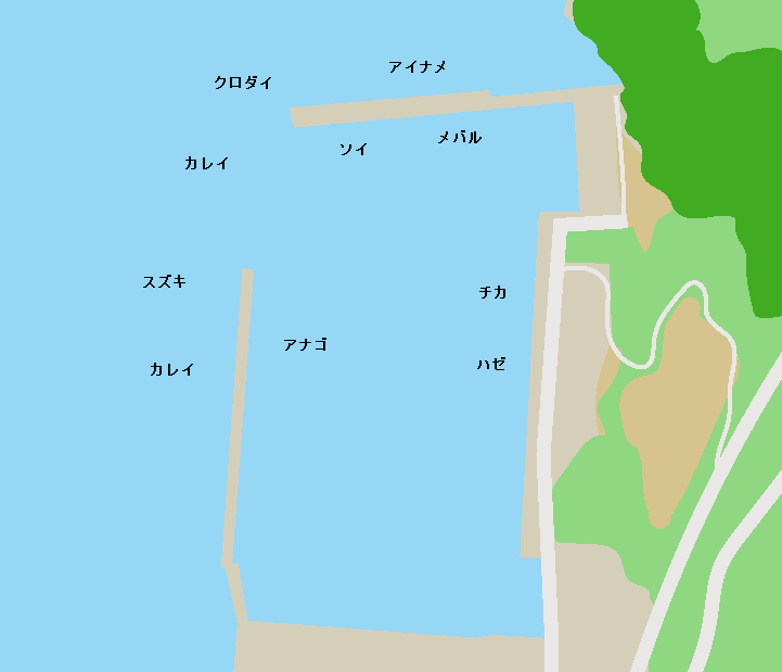 波伝谷漁港ポイント図
