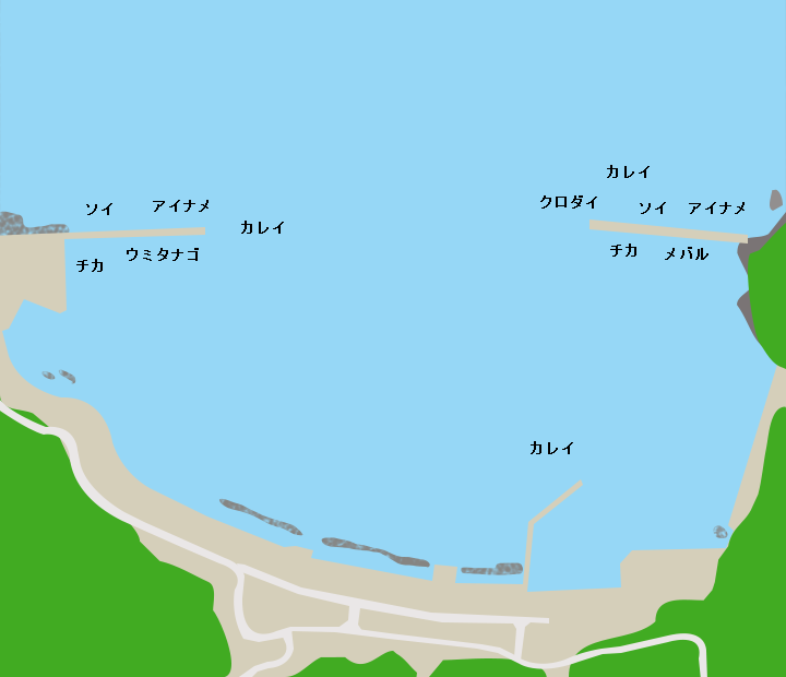 名振漁港ポイント図