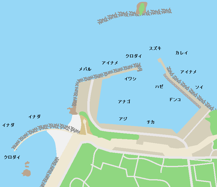 菖蒲田漁港ポイント図