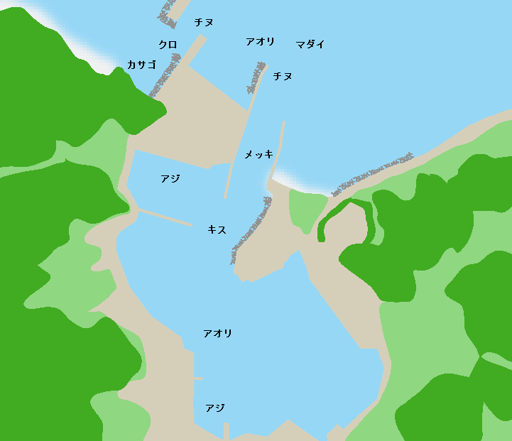 野間池漁港ポイント図