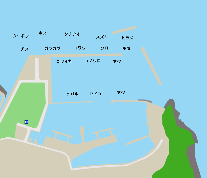 牟田漁港ポイント図