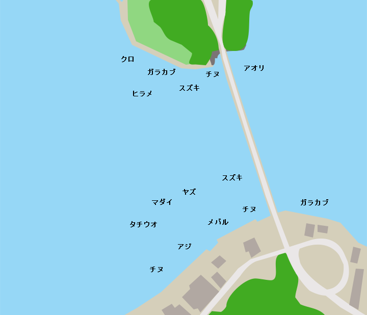 樋島大橋周辺ポイント図