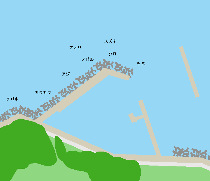戸の崎漁港ポイント図
