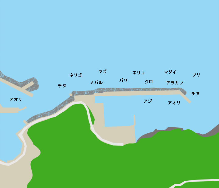 黒之浜港ポイント図