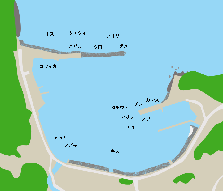 蚊焼漁港ポイント図