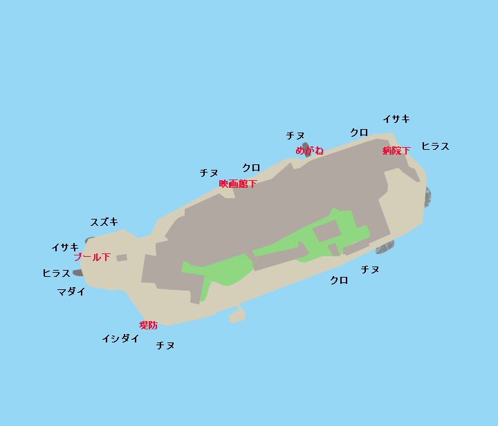 軍艦島（端島）ポイント図