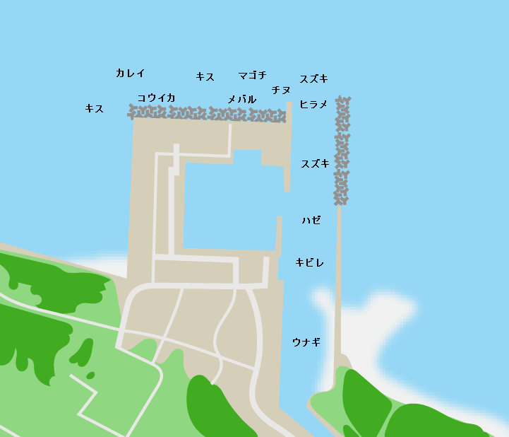 稲童漁港ポイント図