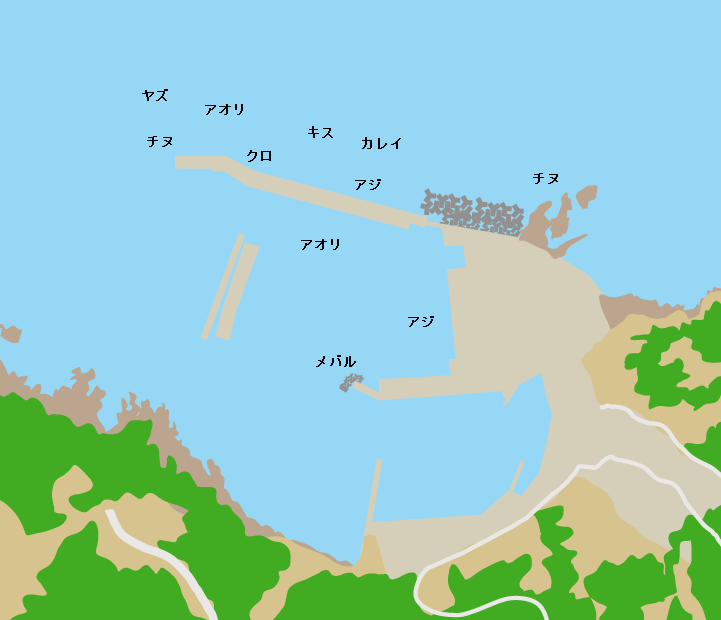 地島白浜漁港ポイント図