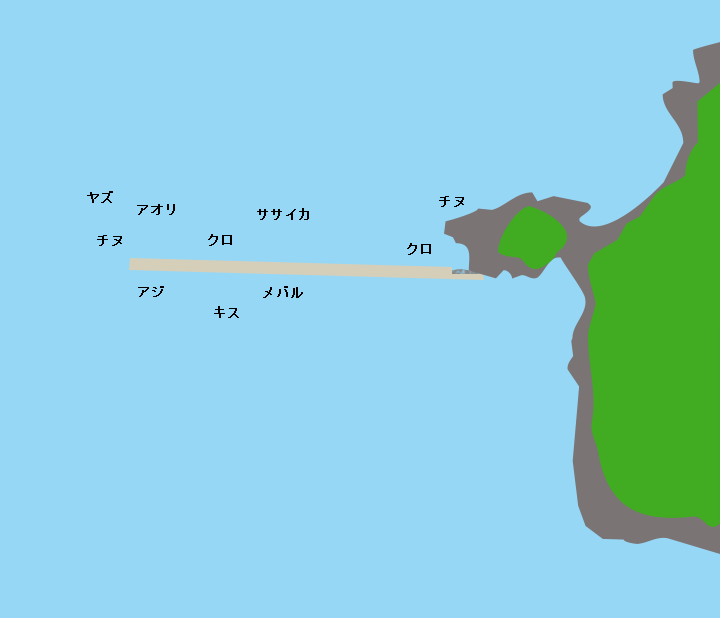 加部島藻島の波止ポイント図