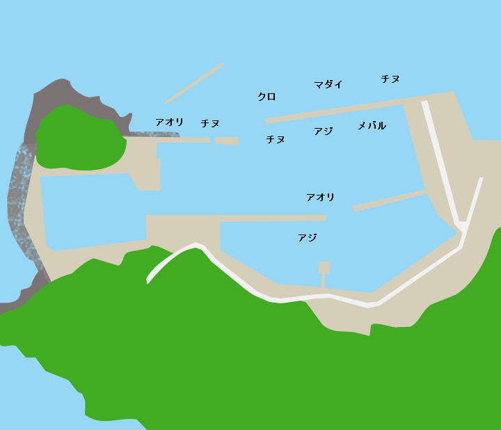 大入島荒網代・東島ポイント図