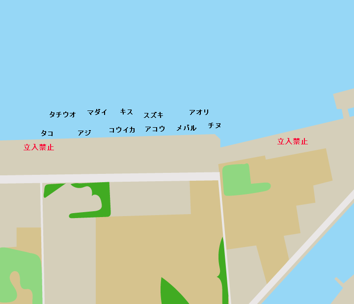 田野浦海岸ポイント図