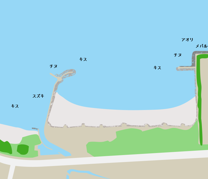 関の江海水浴場ポイント図