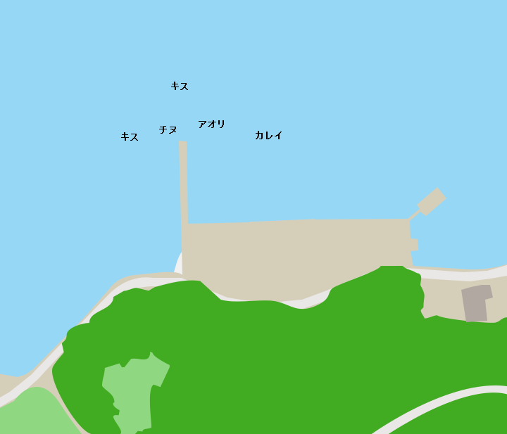 弓削島阿土の波止ポイント図