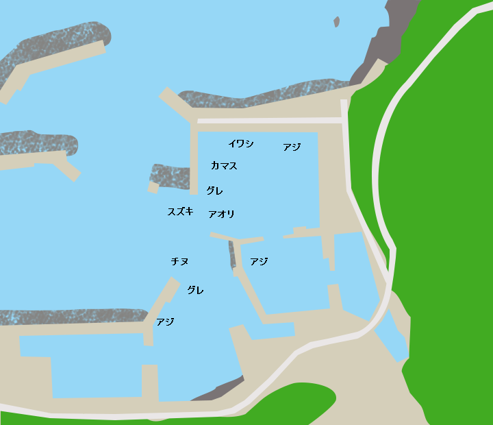 窪津漁港ポイント図