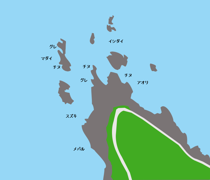 アタケ岬ポイント図