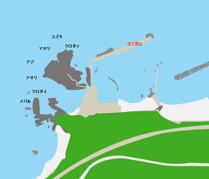 鯨波港ポイント図
