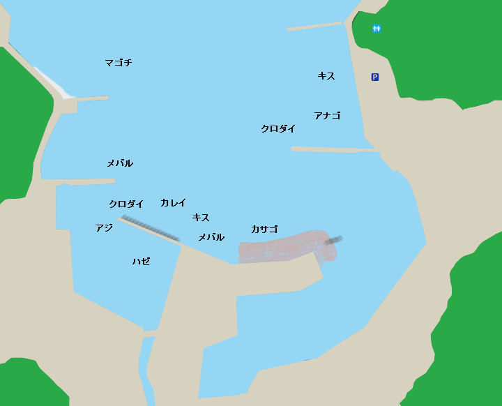 大井漁港のポイント、駐車場、トイレ