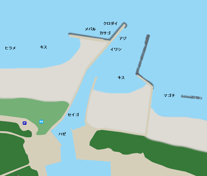 赤羽根漁港ポイント図