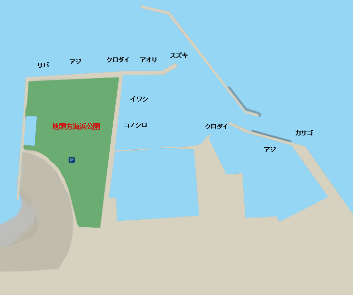 地頭方港・地頭方海浜公園ポイント図